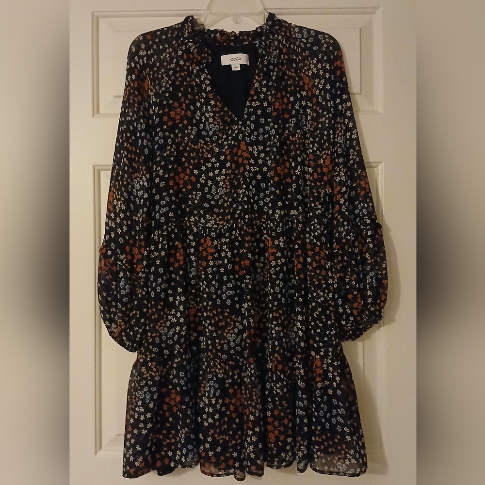 Chic Orange Red Long Sleeve V-Neck Sundress